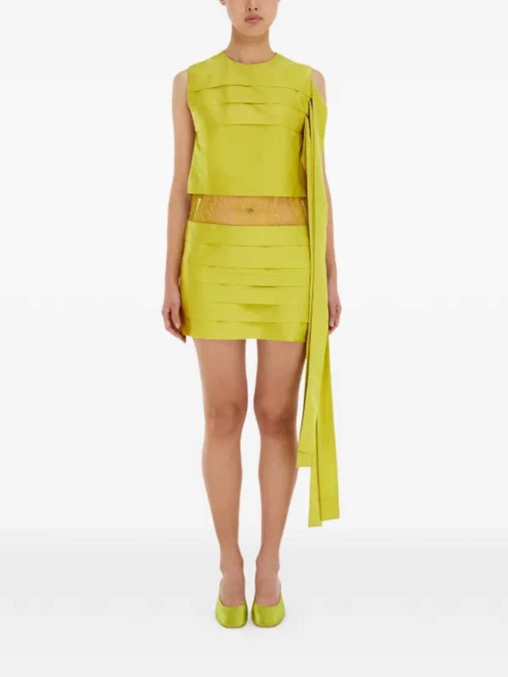 Ferragamo Silk Lace Green Midi Dress